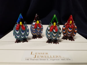 Glass Figurines - Roosters - Set of 4