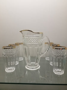 Glass 7 Piece Drink Set with Gold Trim