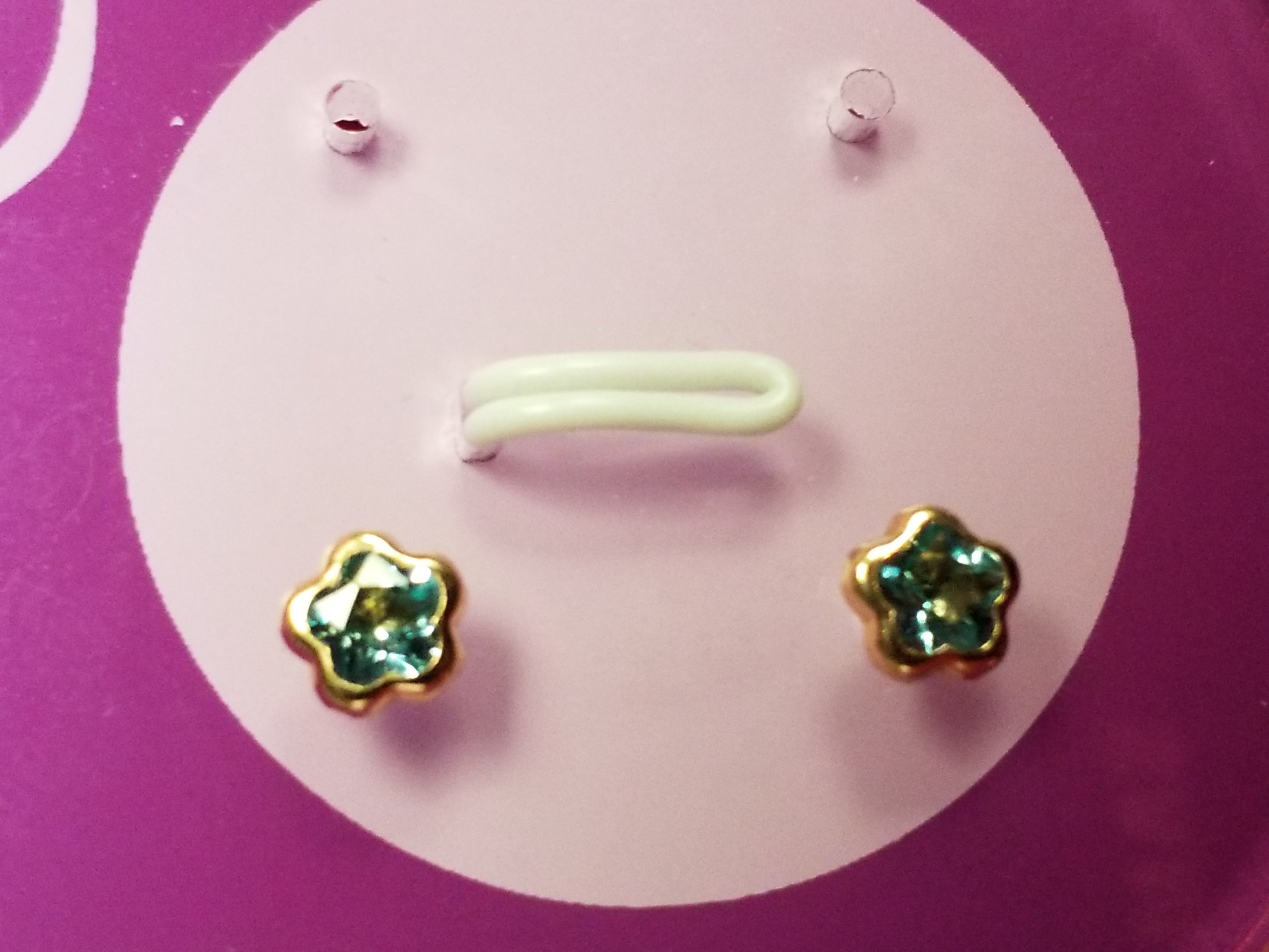 Children's 14Kt Yellow Gold Earrings - Screwbacks - Floral Design