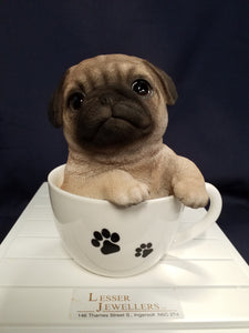 Dog Figurine - Pug Puppy in Teacup 87706-B