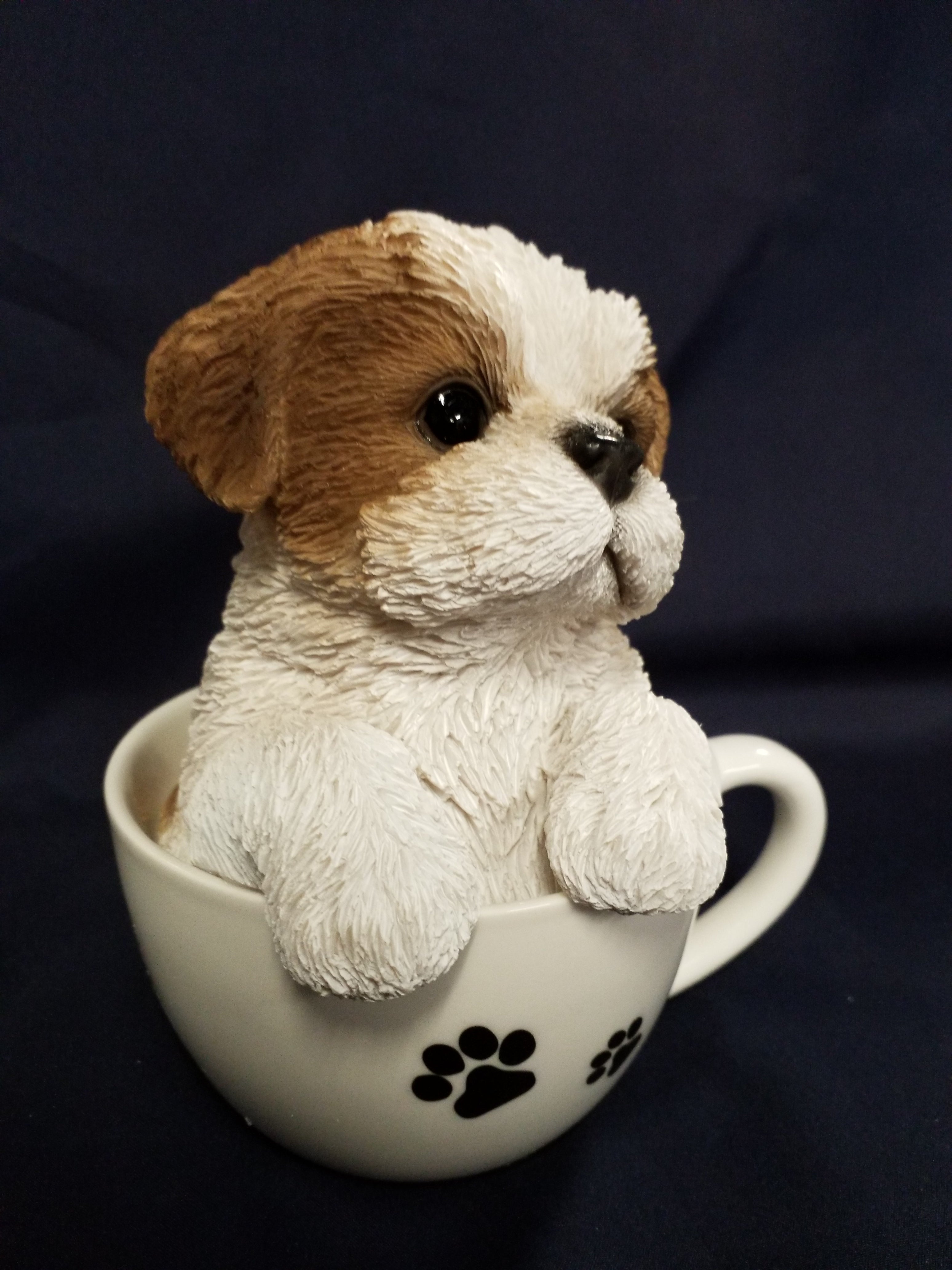 Dog Figurine - Shih Tzu Puppy in Teacup 87706-C