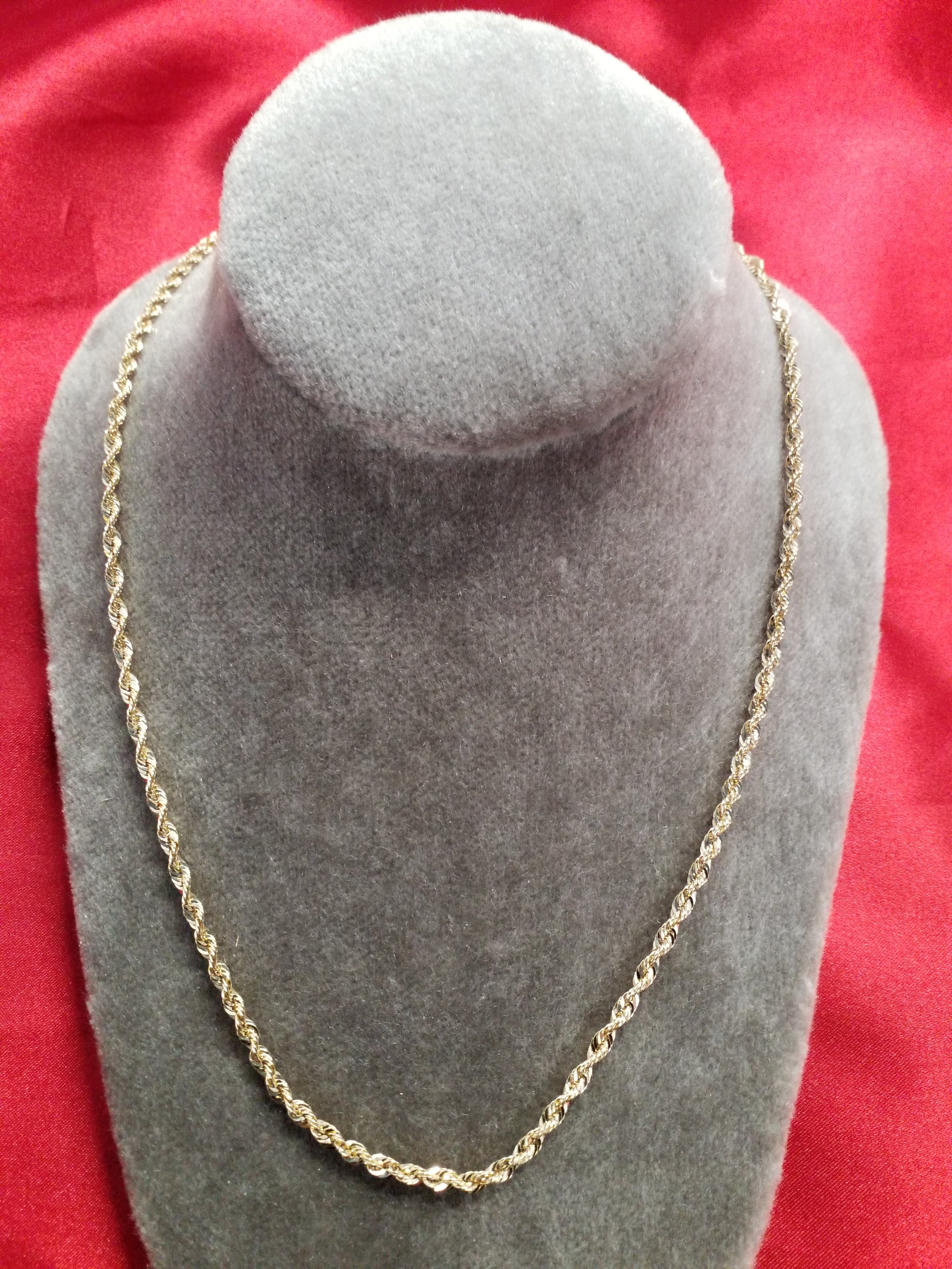 24" 10Kt Yellow Gold Rope Style Chain - In-stock options