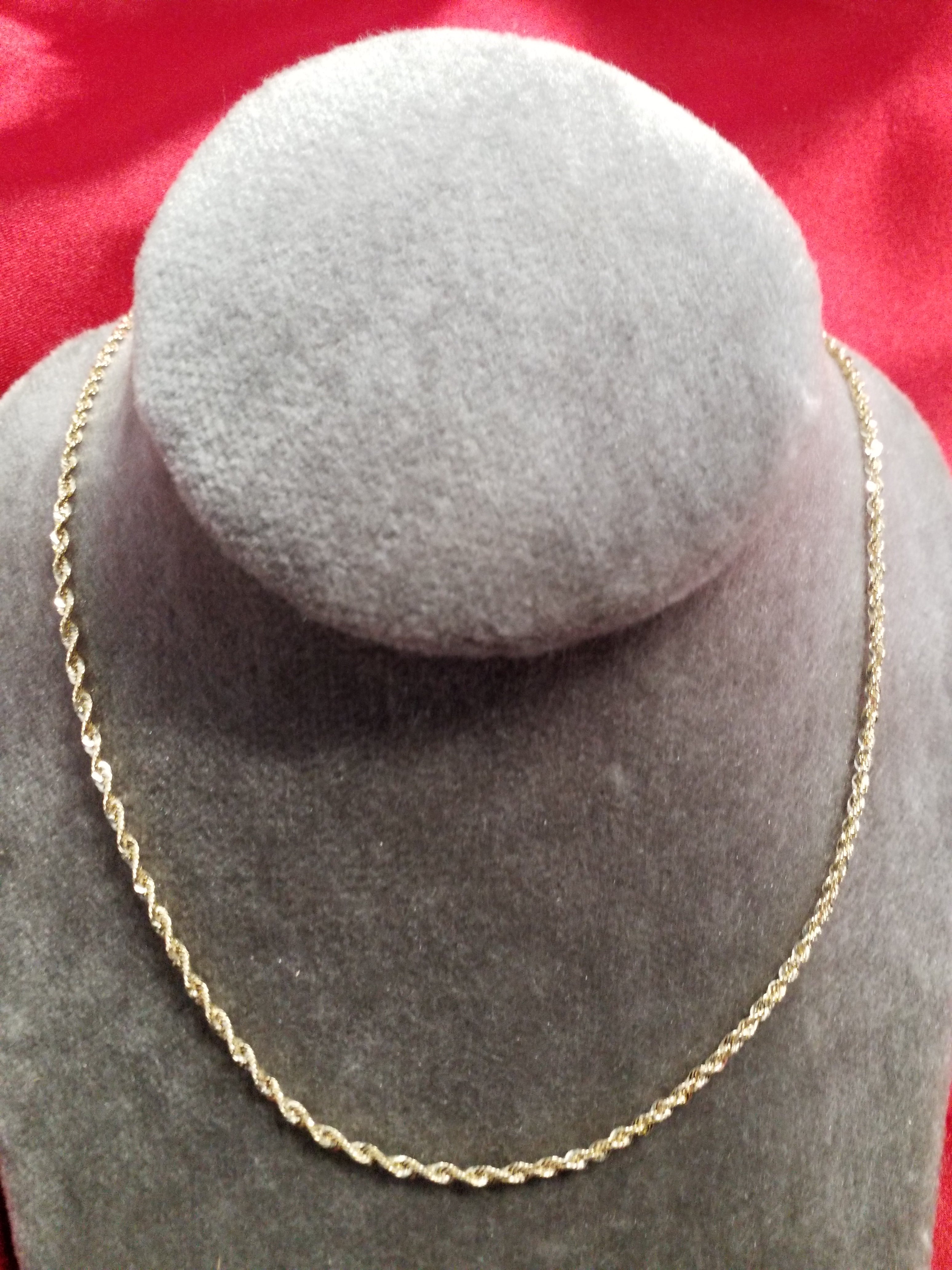 22" 10Kt Yellow Gold Rope Style Chain - In-stock options