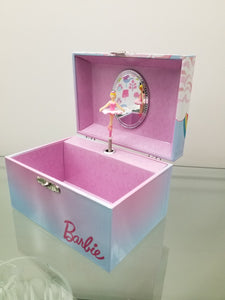Child's Jewelry Box - Barbie with Unicorn - Lift top with Ballerina