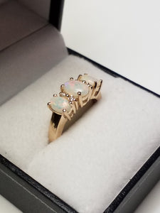 Oval Opal Ring with Diamonds