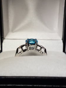 Round Blue Topaz Ring with Diamond Accents