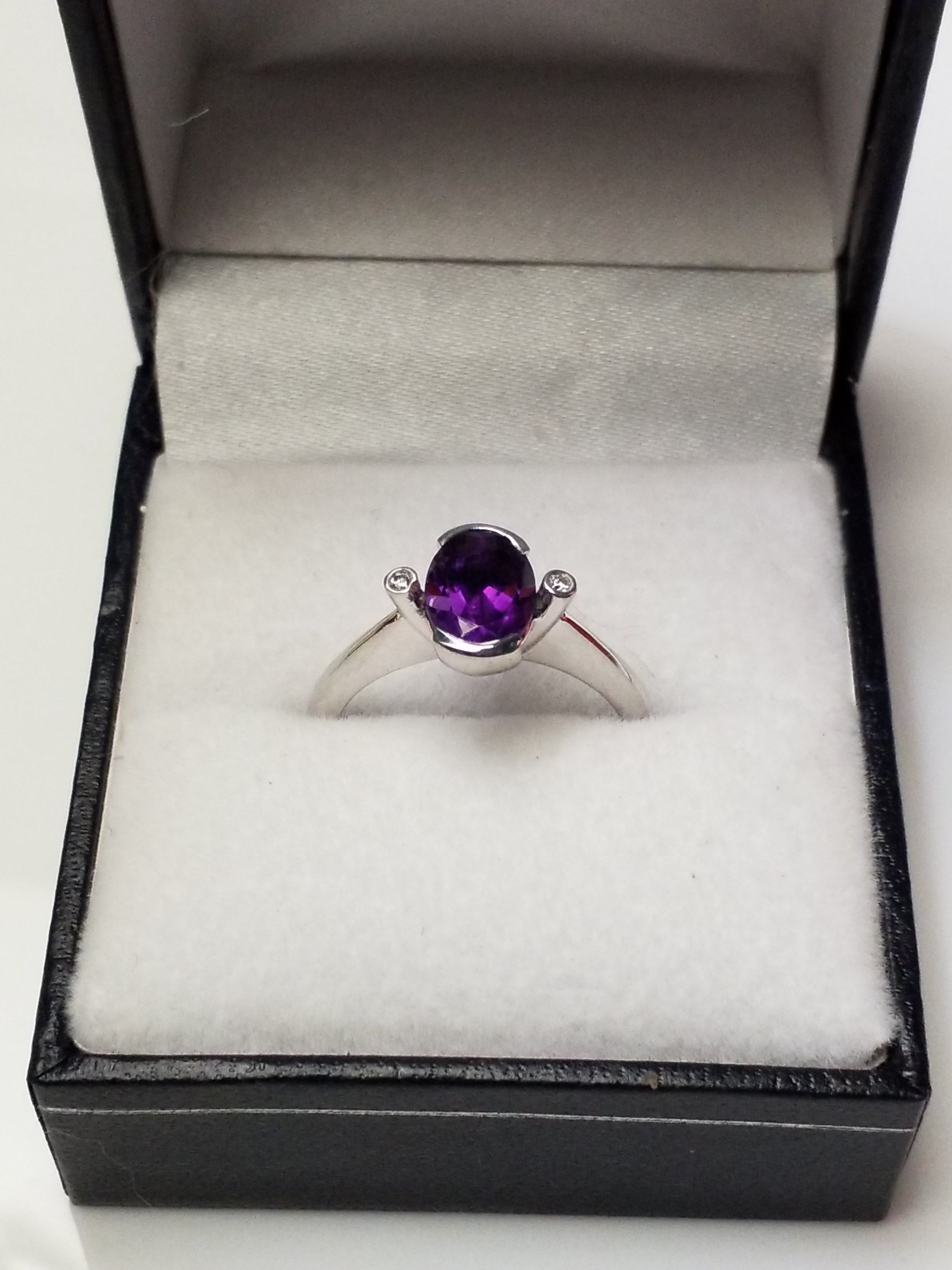 Oval Cut Amethyst Ring with Diamonds. 845T13A
