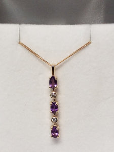 Oval Cut Amethyst Pendant with Diamond Accents - Matching Earrings also available