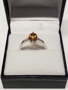 Oval Cut Citrine Ring with Diamonds