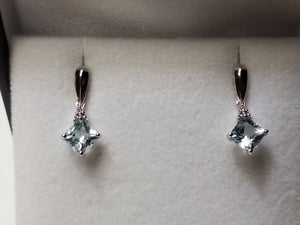 Cushion Cut Aquamarine Earrings with Diamonds
