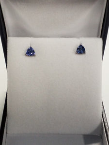 Trillion Cut Created Blue Sapphire Earrings