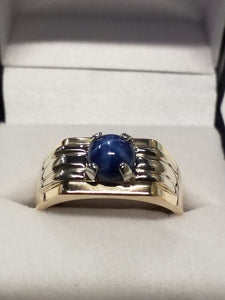 Men's Cabochon Cut Created Star Sapphire Ring