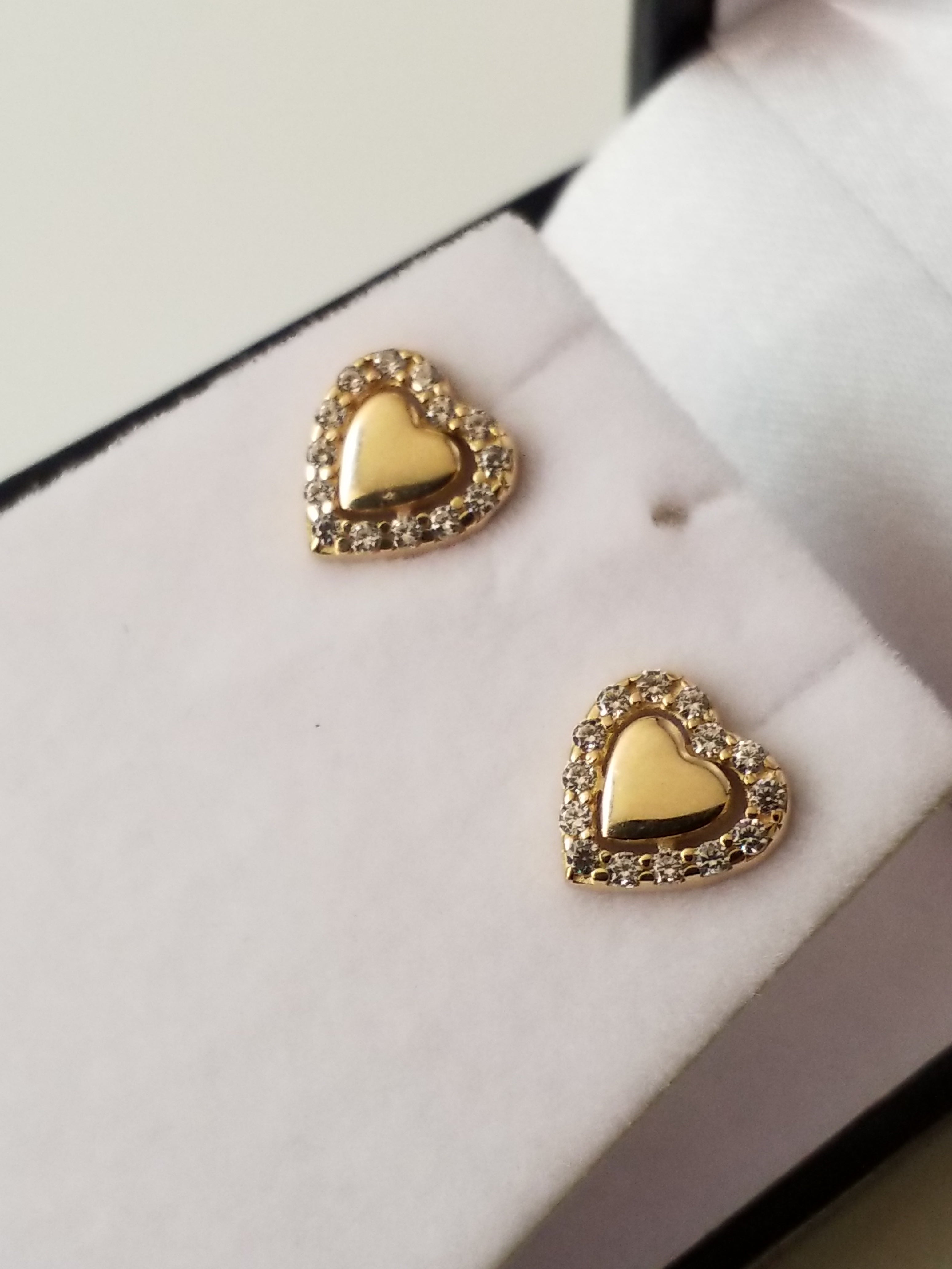 Gold Stud Earrings - Heart
