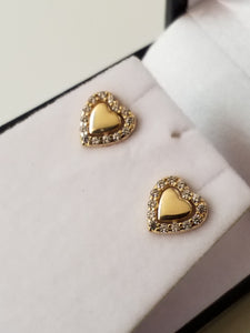 Gold Stud Earrings - Heart