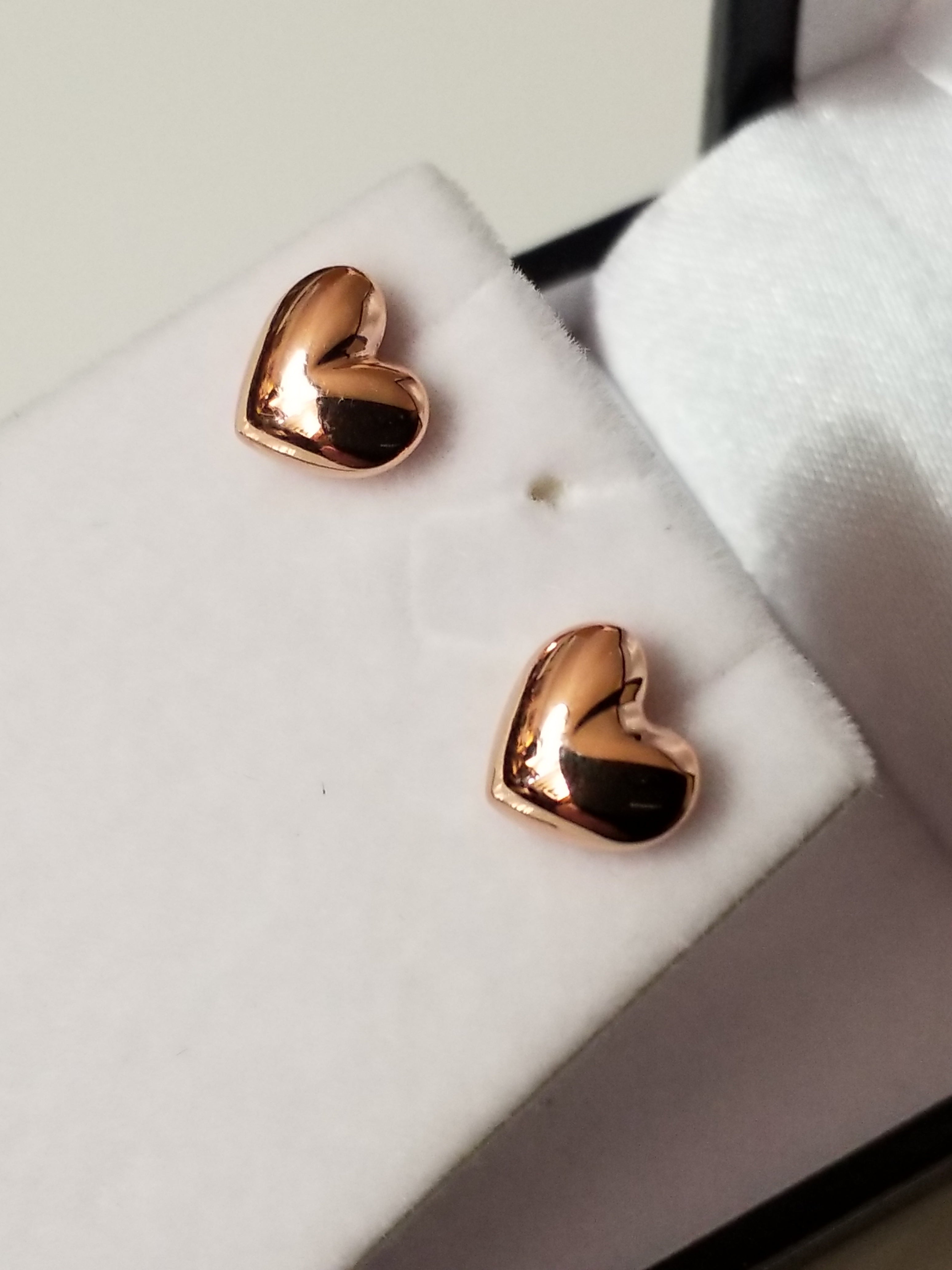 Gold Stud Earrings - Heart - Rose Gold