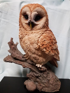 Bird Figurine - Tawny Owl on Stump