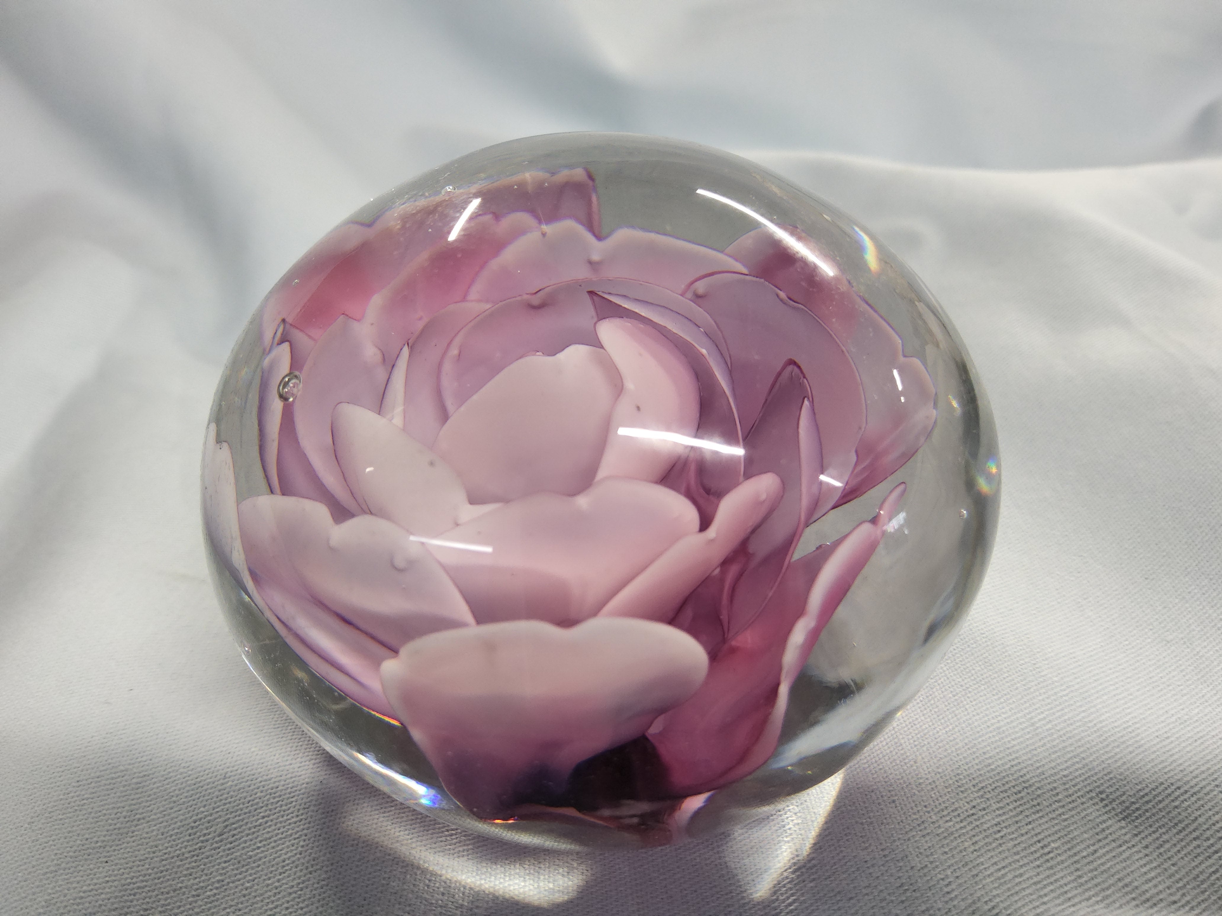 Glass Paperweight - Purple Rose