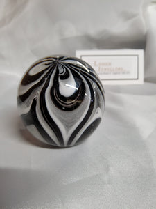 Glass Paperweight - Round - Black and White - Glow in the Dark