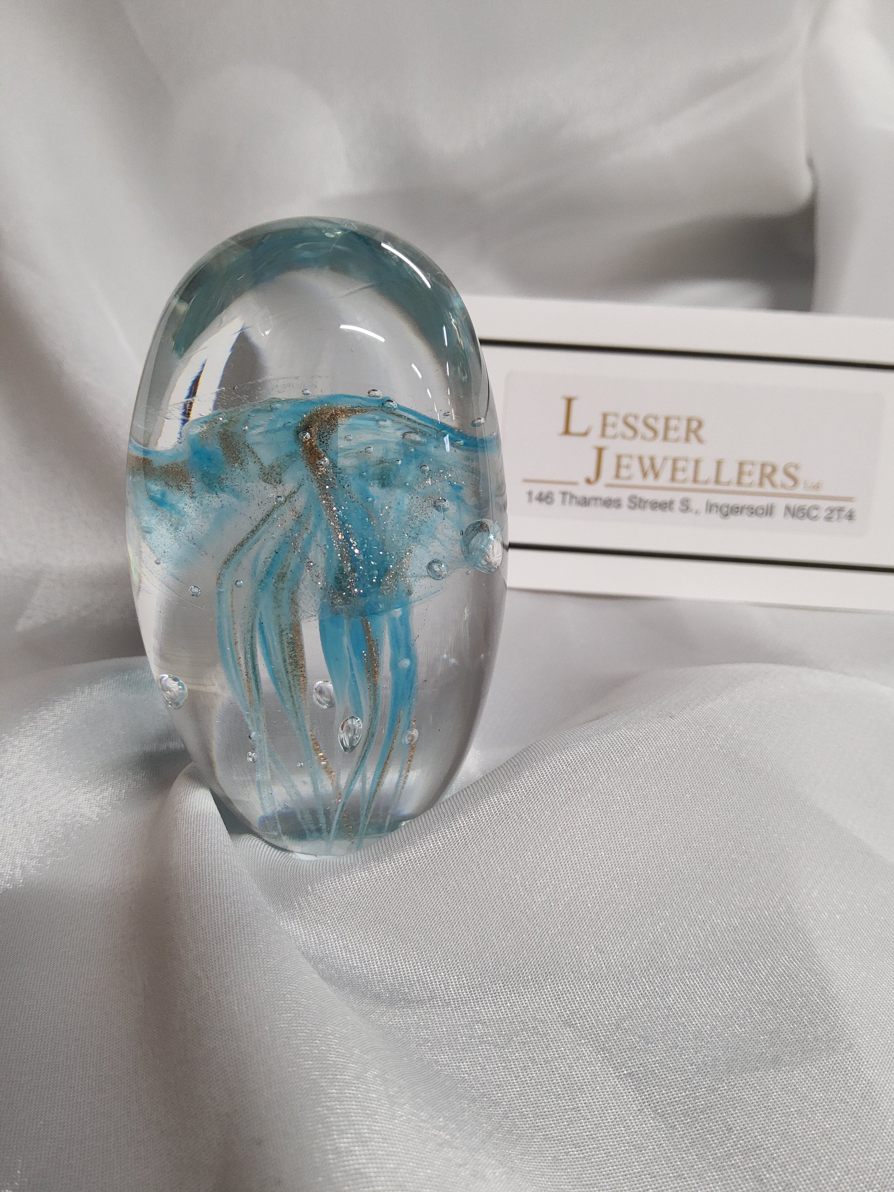 Glass Paperweight - Mini Jellyfish - Glow in the Dark - Assorted Colours