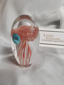 Glass Paperweight - Mini Jellyfish - Glow in the Dark - Assorted Colours