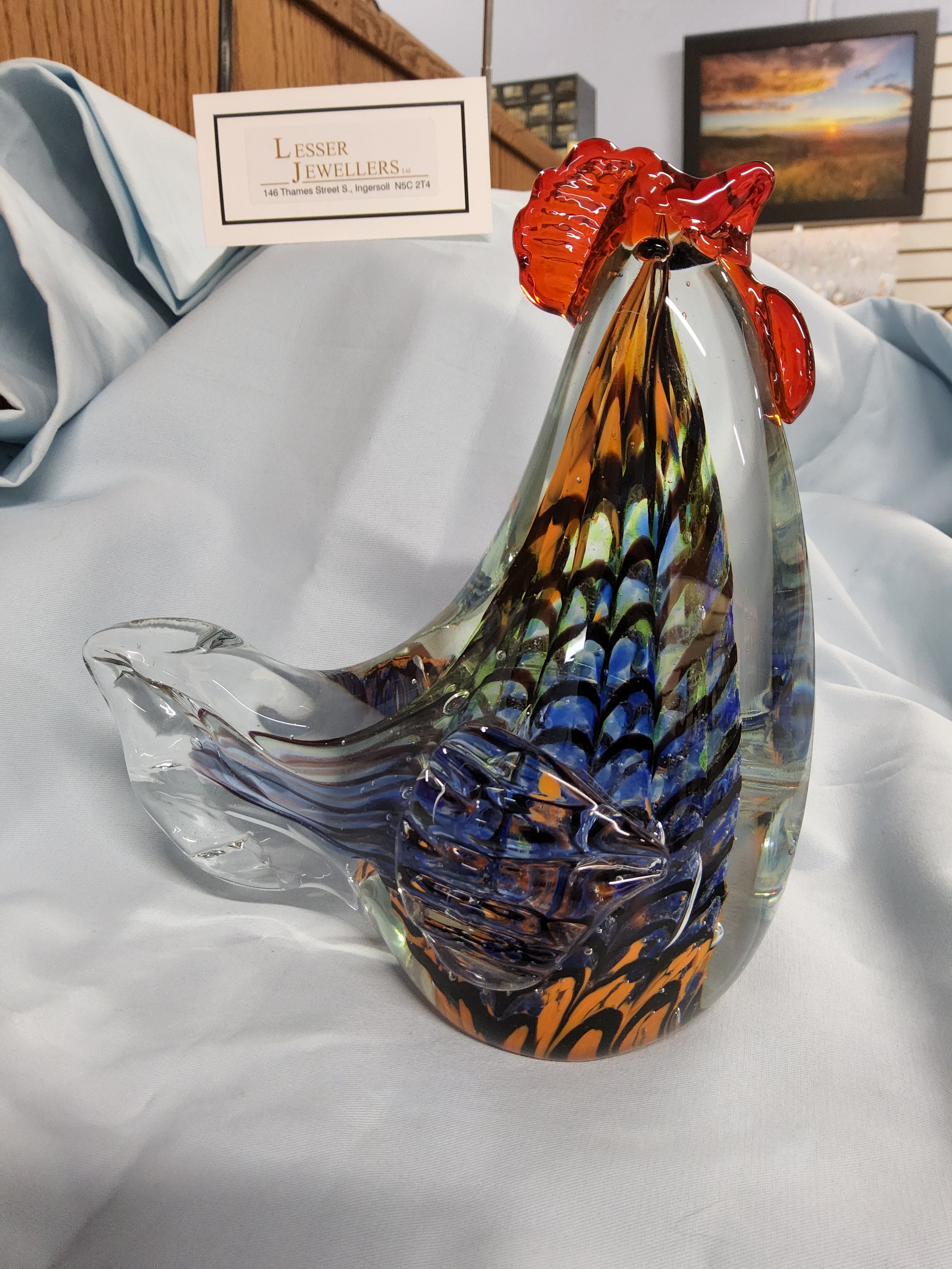 Bird Figurine - Glass Rooster