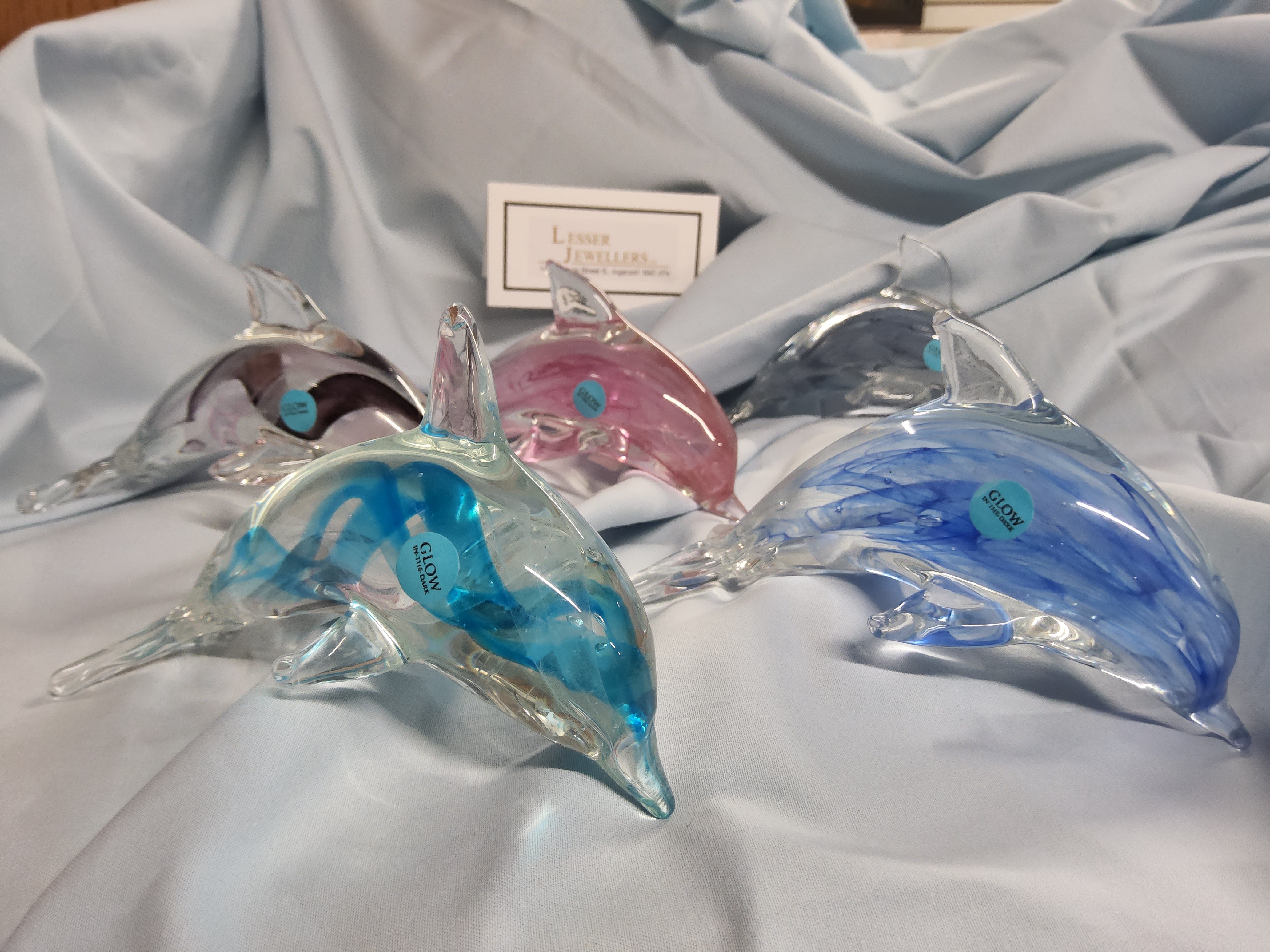 Glass Figurine - Dolphin - Glow in the dark - Assorted colours available