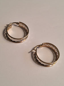 Gold Hoop Earrings 22mm - Patterned