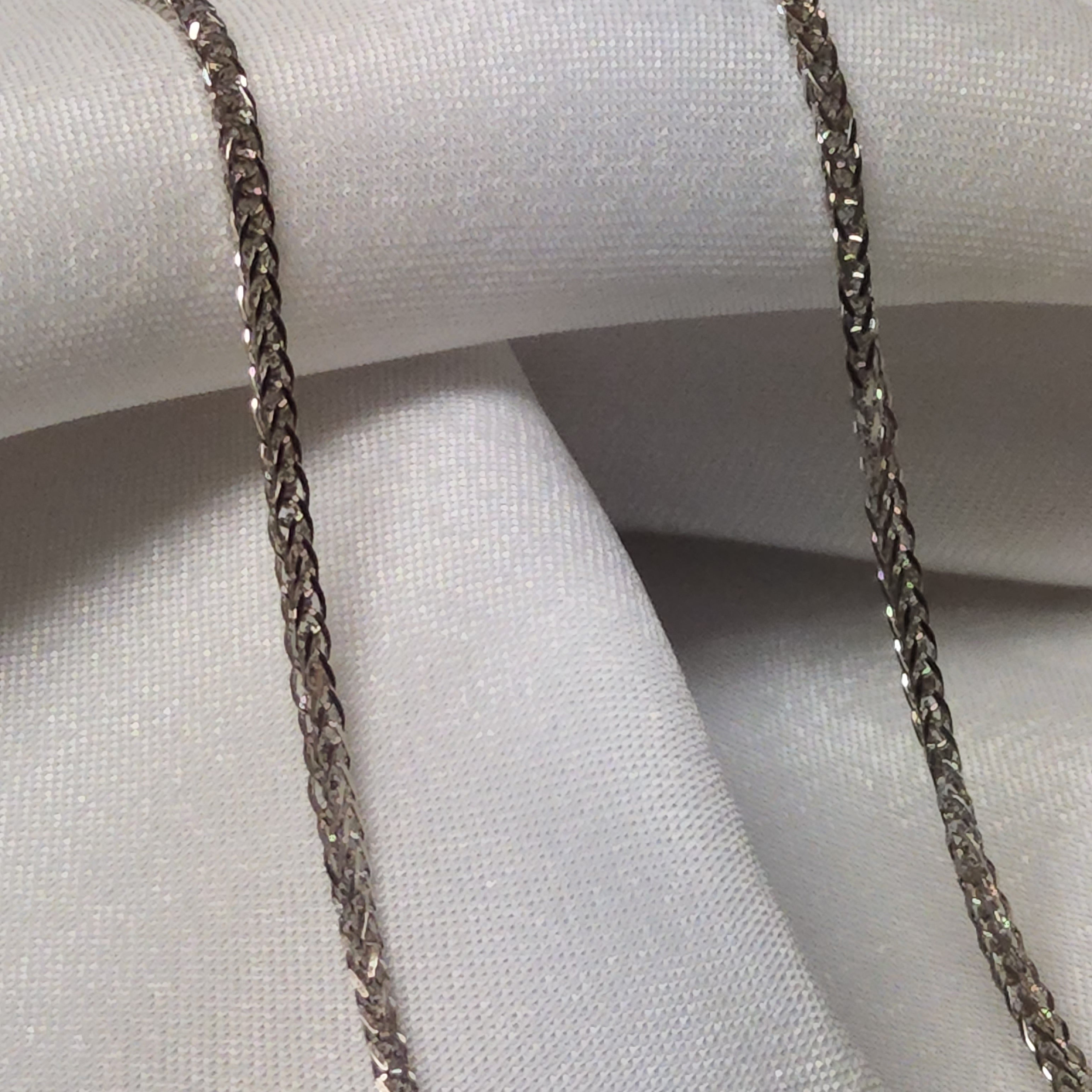 22" 10Kt White Gold Chain - Wheat Style