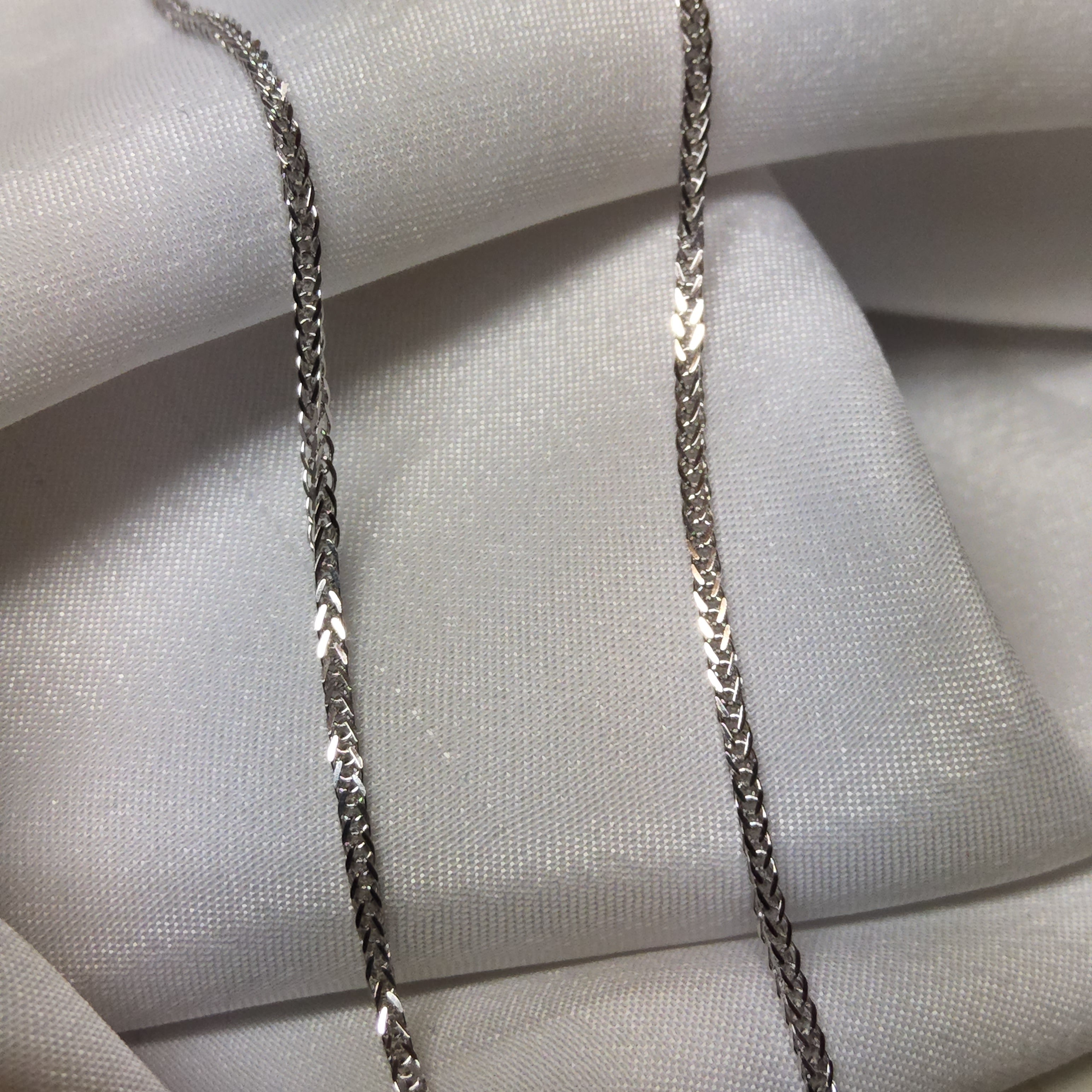 24" 10Kt White Gold Chain - Wheat Style