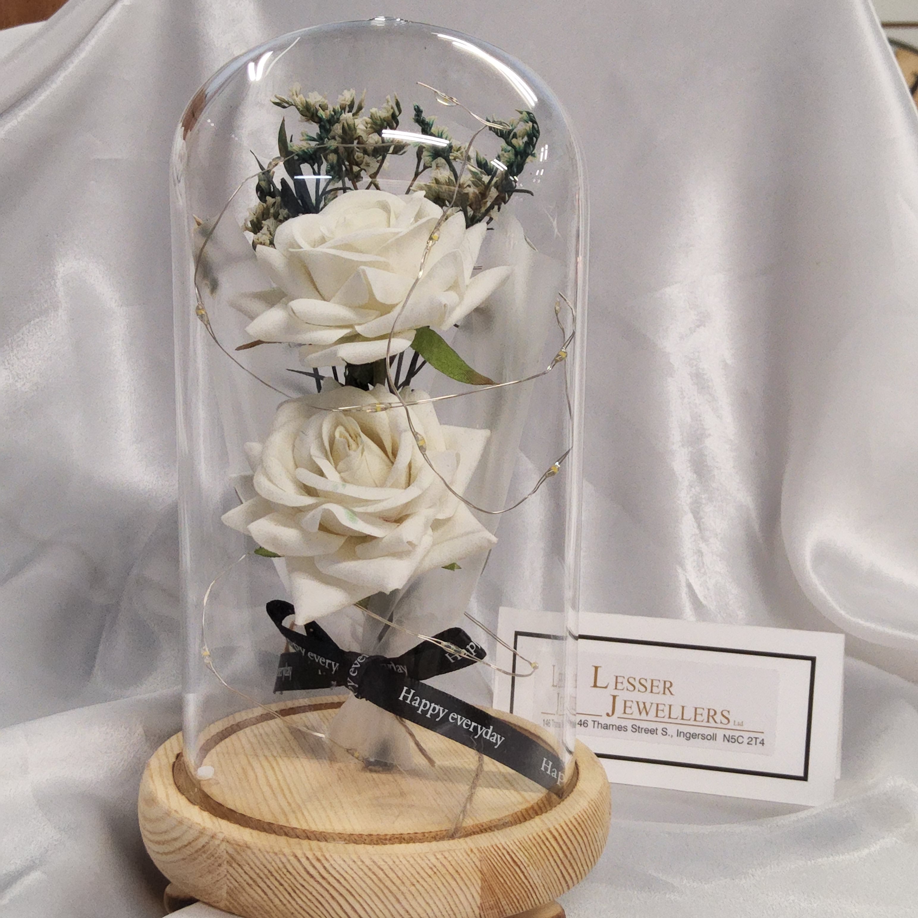 Table Decoration Light-up - White rose bouquet