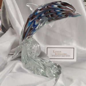 Glass Figurine - Dolphin on Stand - Swirl