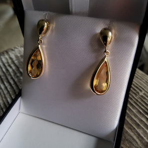 Pear Shape Cut Citrine Earrings