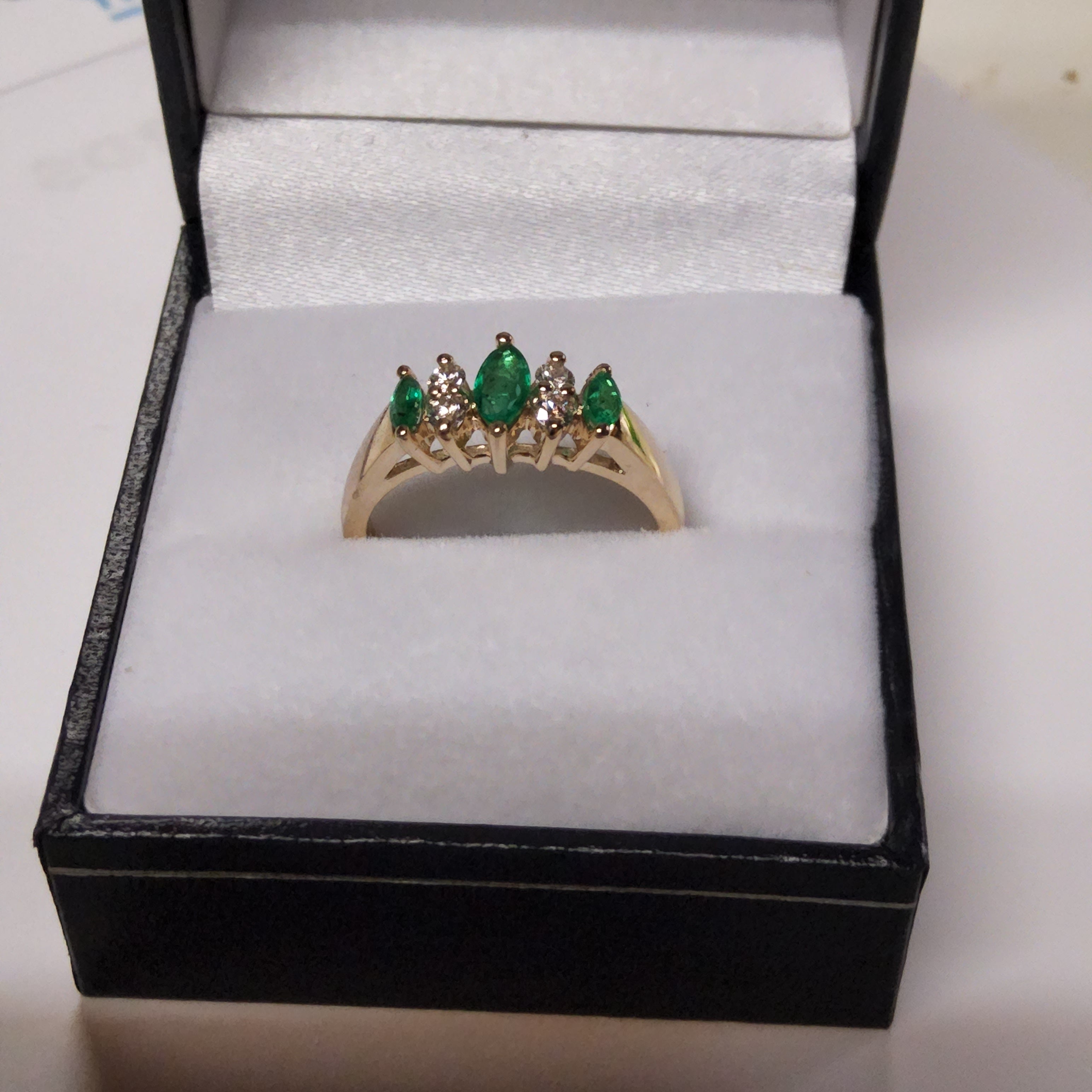 Marquise Cut Emerald Ring with Diamonds