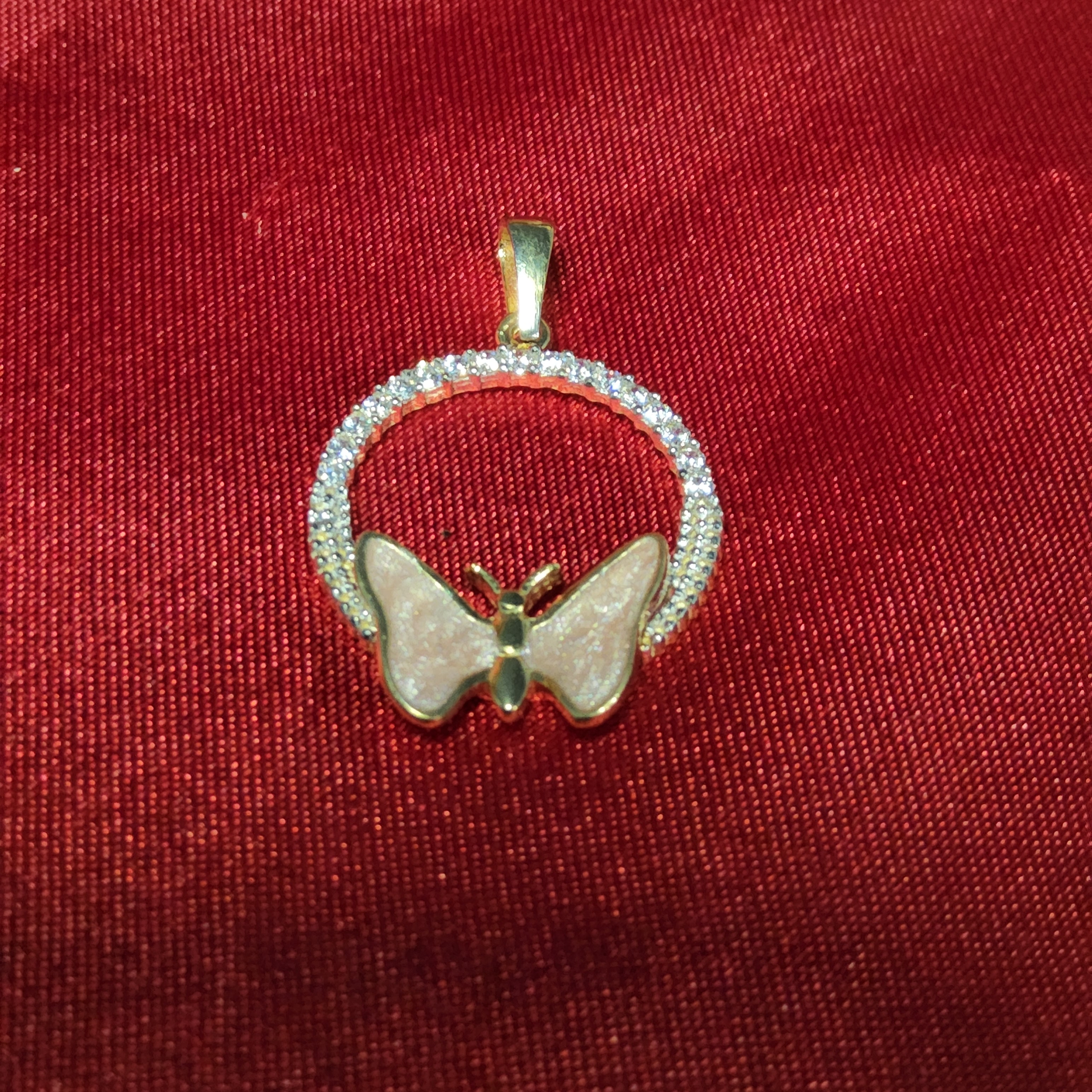 Gold Charm - Circle with Butterfly