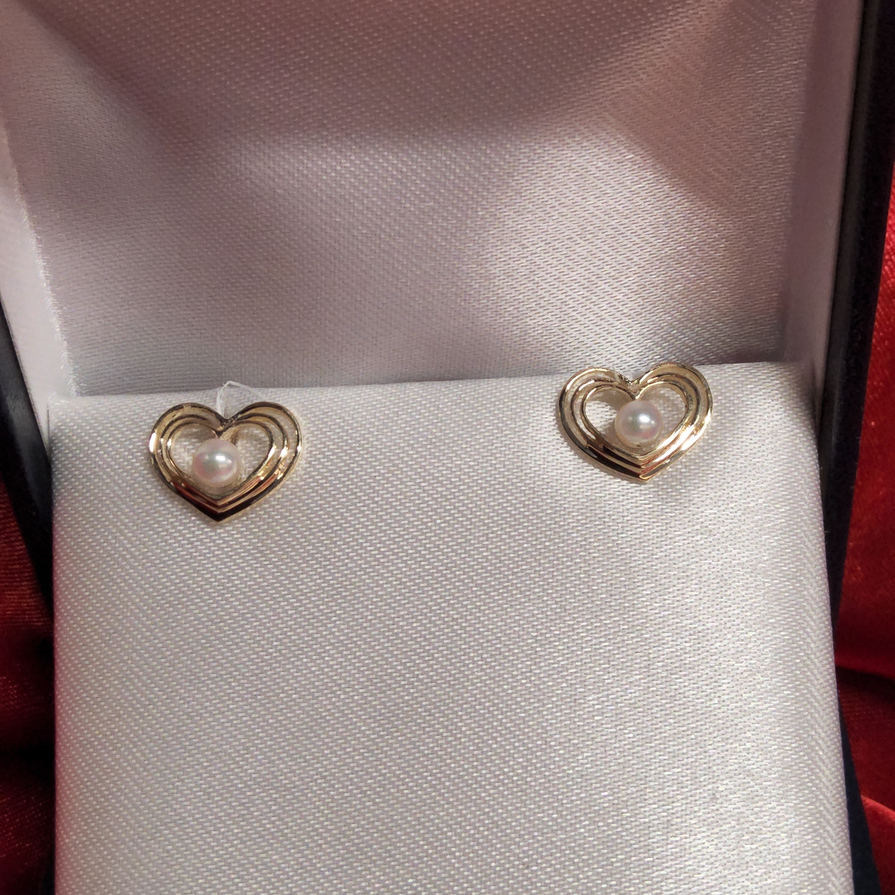 Pearl Earrings - Nested Hearts