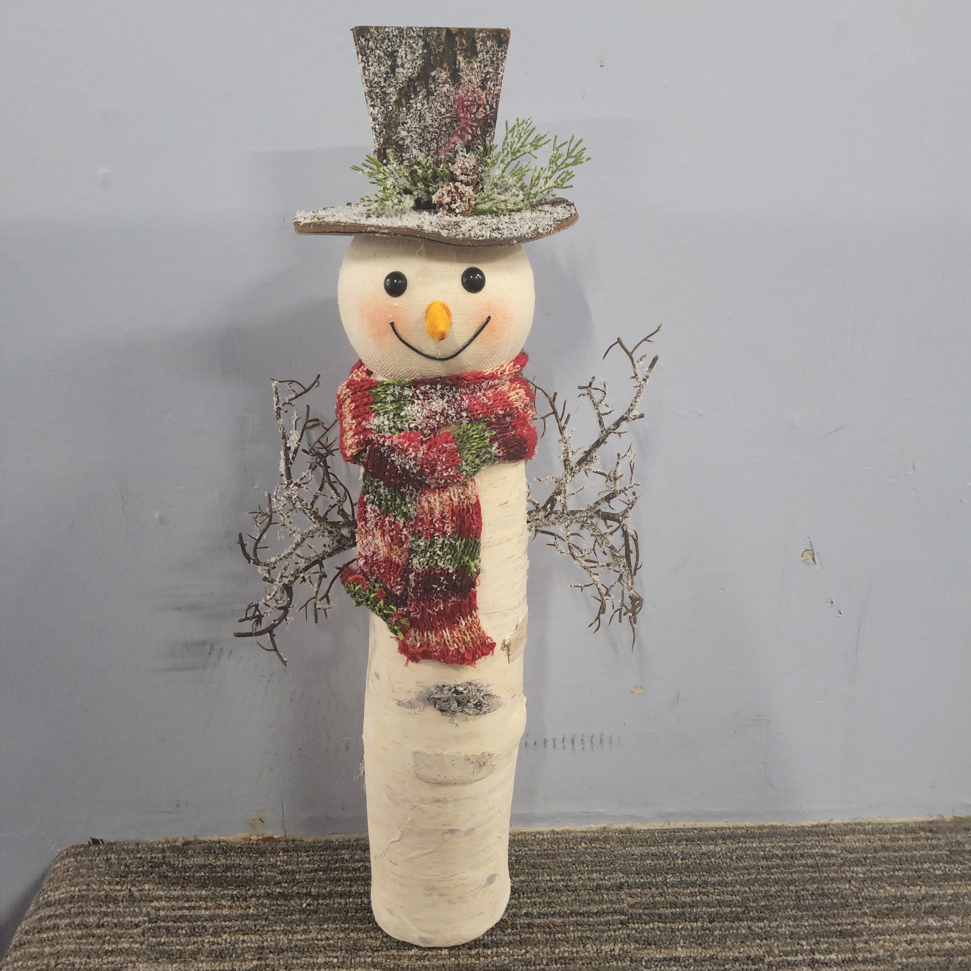 Standing Log Snowman with Scarf - Assorted Sizes