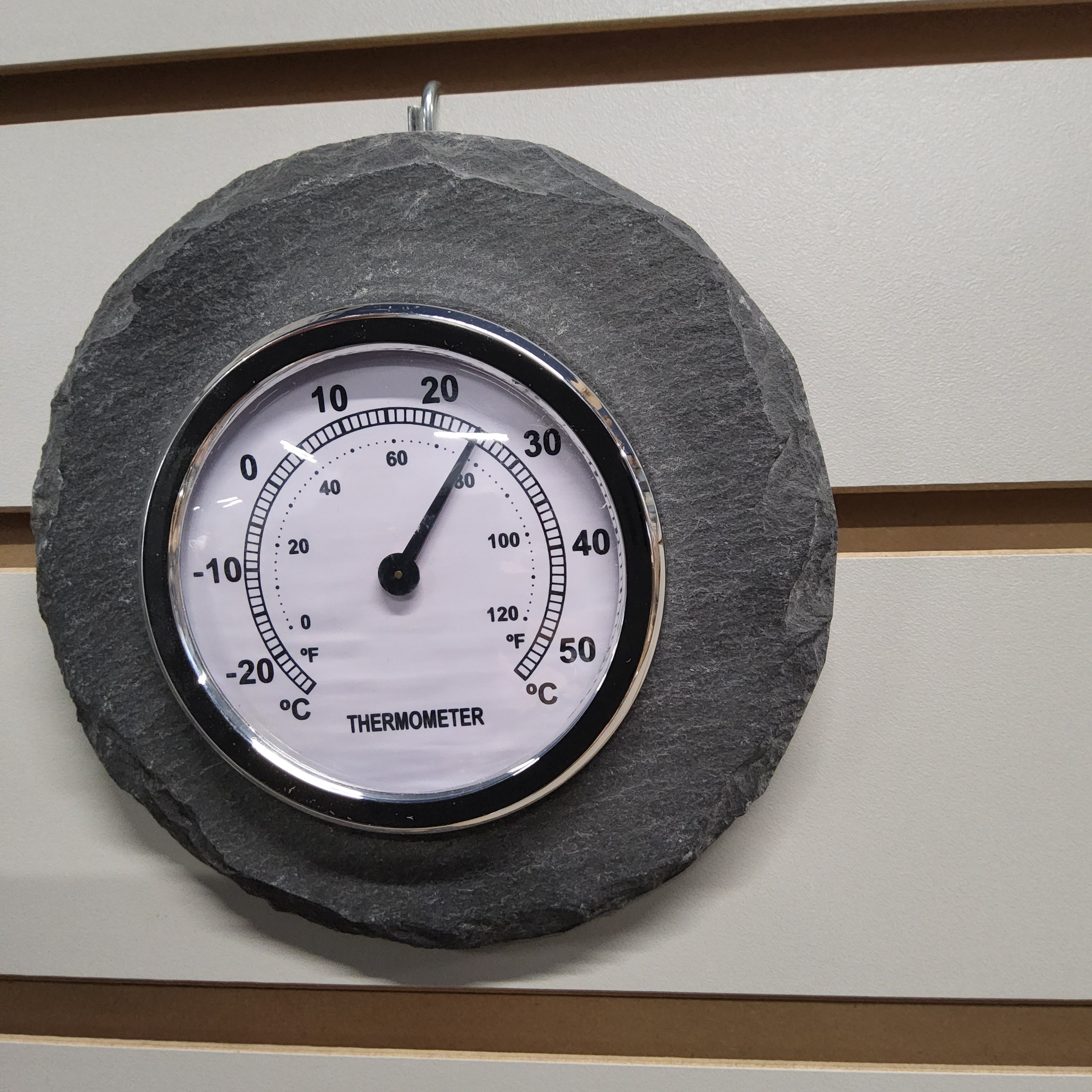 Indoor/Outdoor Thermometer - Round with Slate Edge