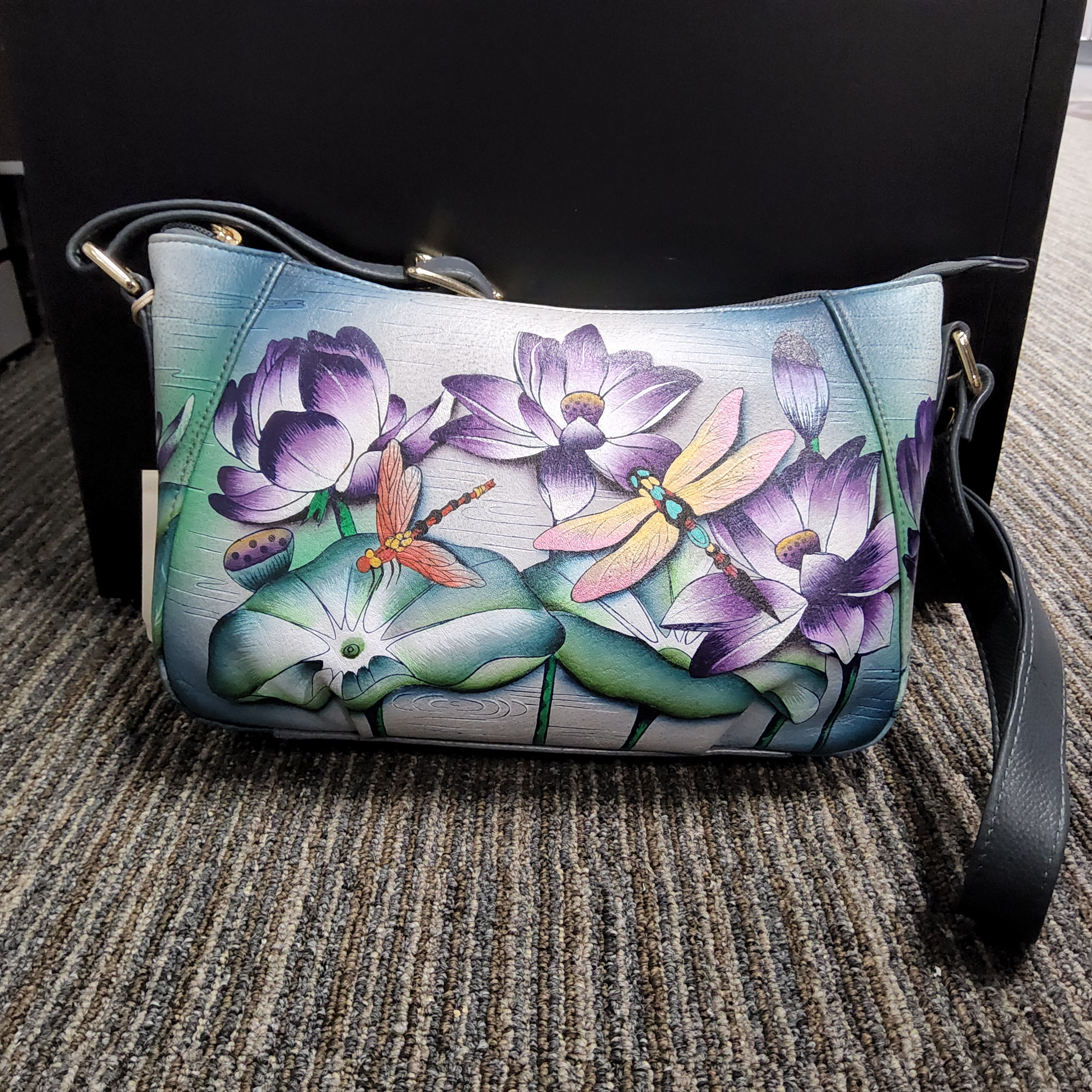Anuschka Leather Shoulder Hobo - "Tranquil Pond" Hand painted - 670-TQP