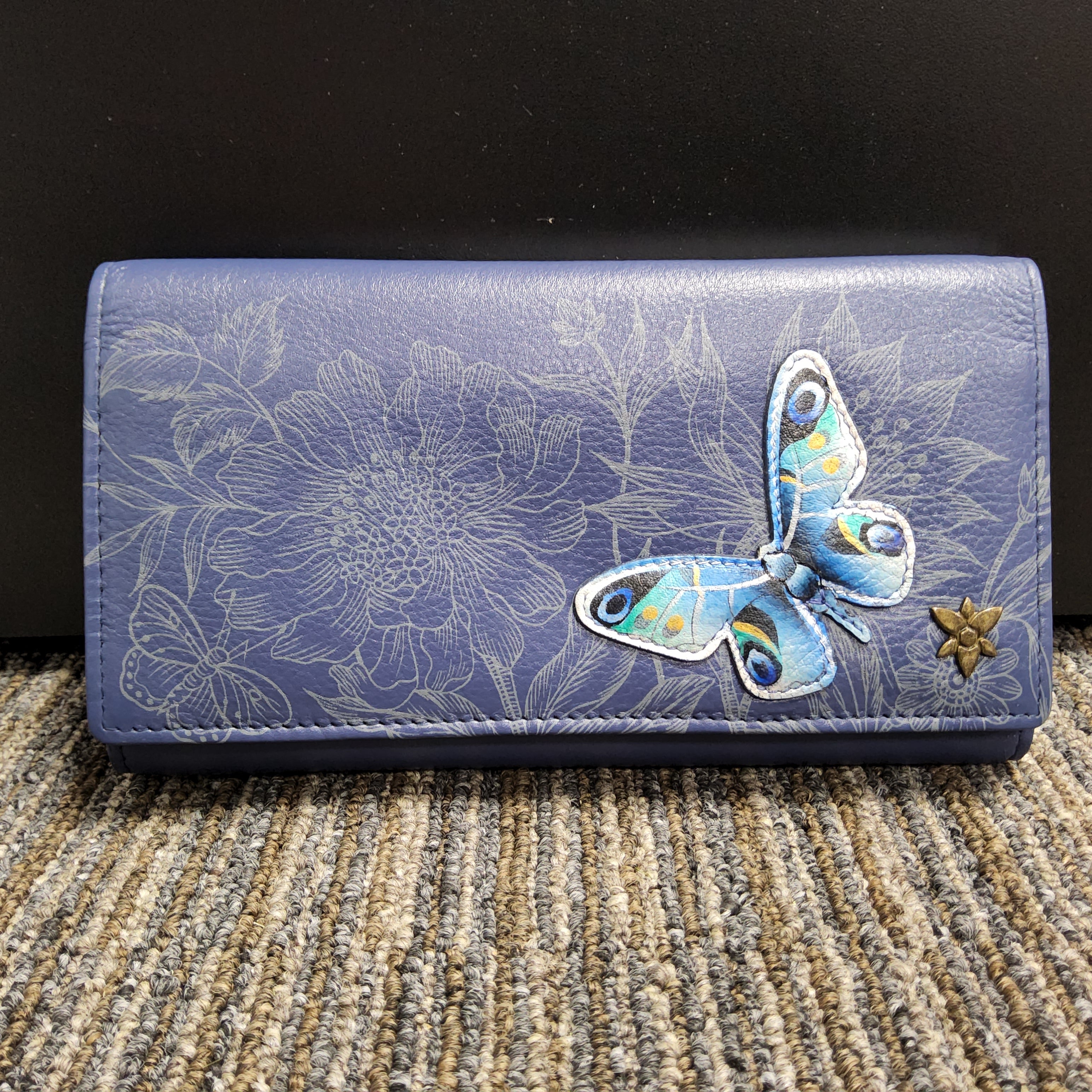 Anuschka Leather Triple Fold Clutch Wallet - "Garden of Delights" Hand painted - RFID 1150-GDD