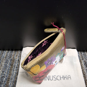 Anuschka Leather Small Zip Pouch - "Floral" Hand painted 1031-DRF