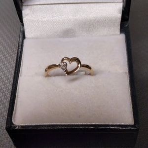 Ring - Heart with Offset Diamond