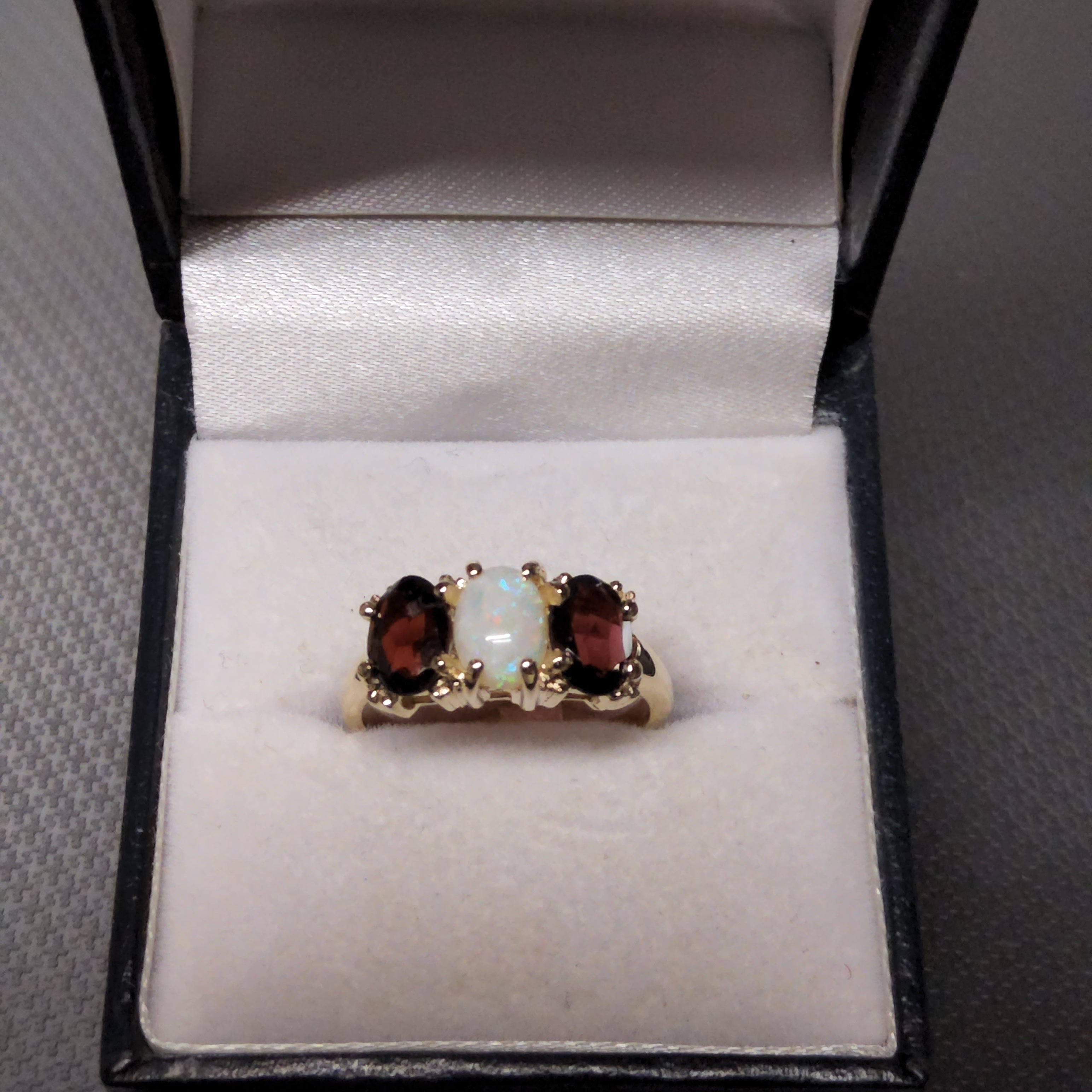 Opal and Garnet Ring