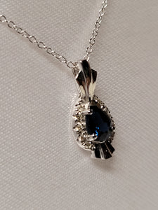 Blue Sapphire Pendant with Diamonds