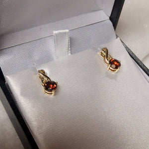 Garnet Earrings with Diamonds