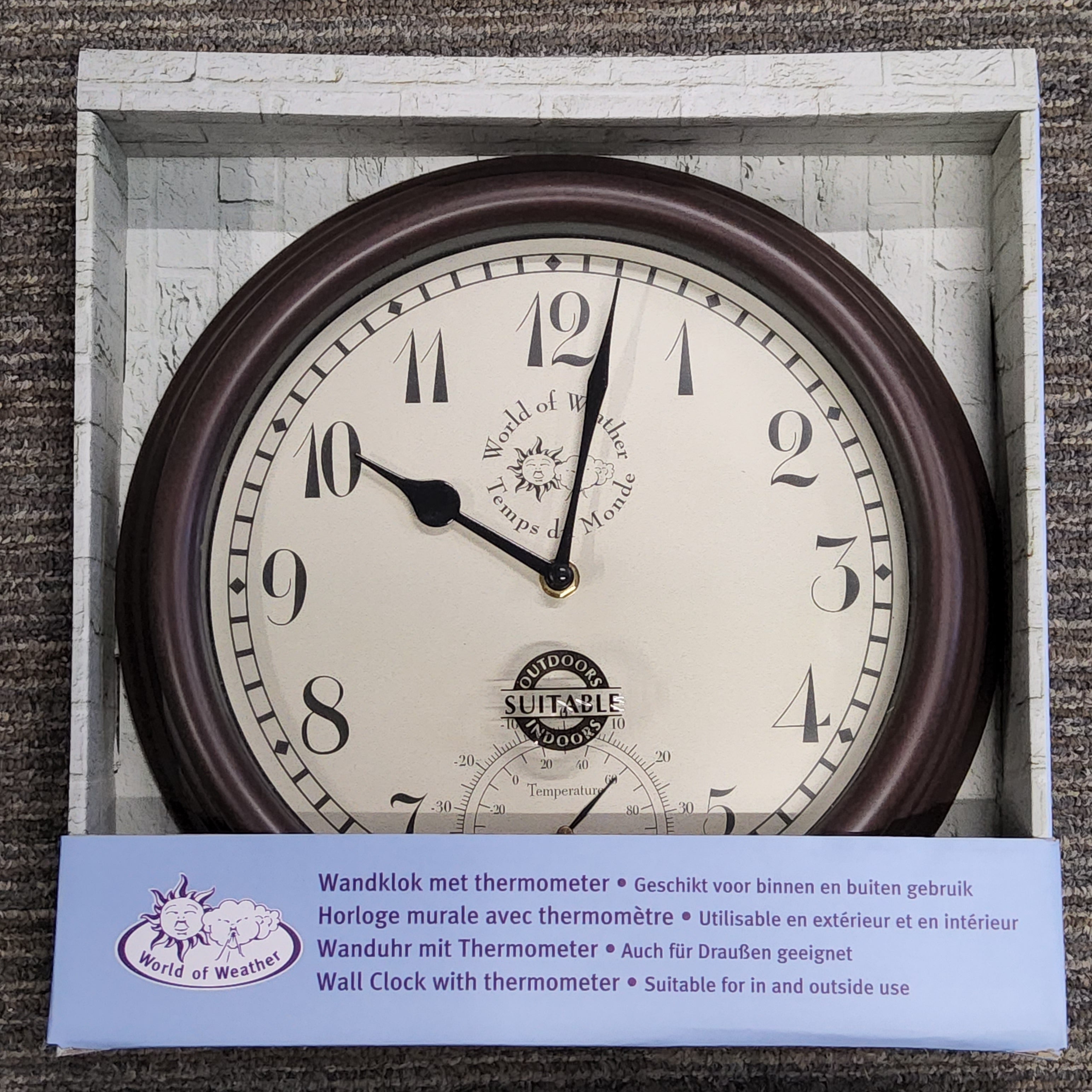 Indoor/Outdoor Wall Clock with Thermometer TF007