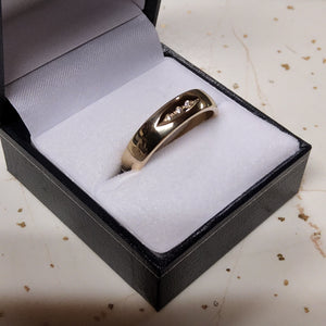 Gold and Diamond Wedding Band - 5mm 10Kt Yellow Gold - Men's