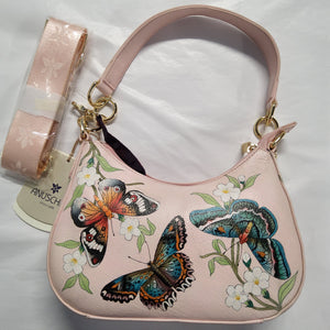 Anuschka Small Convertible Leather Hobo - "Butterfly Melody" Hand painted - 701-BML