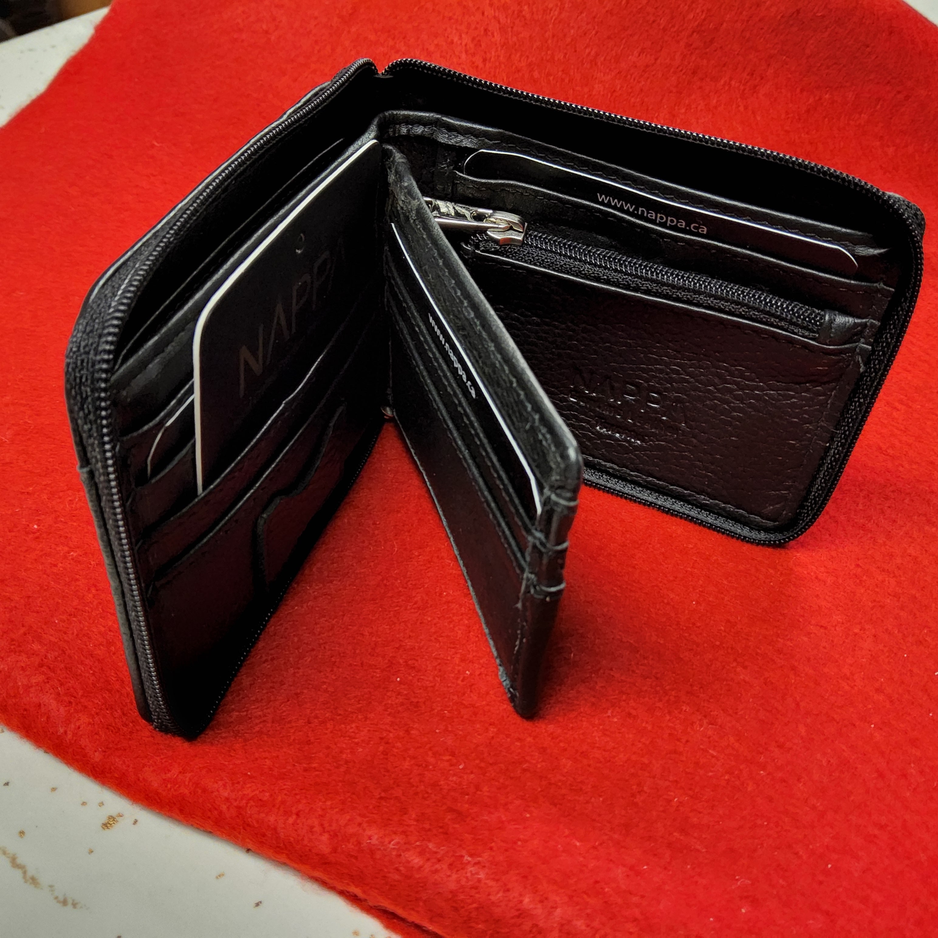 NAPPA Leather Wallet - All-around Zipper - RFID Identity Block - Zippered Change Purse