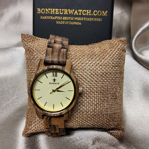 Women's Bonheur Exotic Wood Watch - BELLA (Zebrawood 30mm)