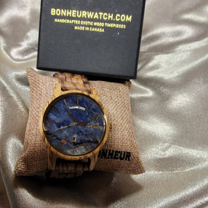 Men's Bonheur Exotic Wood Watch - STAMPEDE (Zebrawood 42mm)